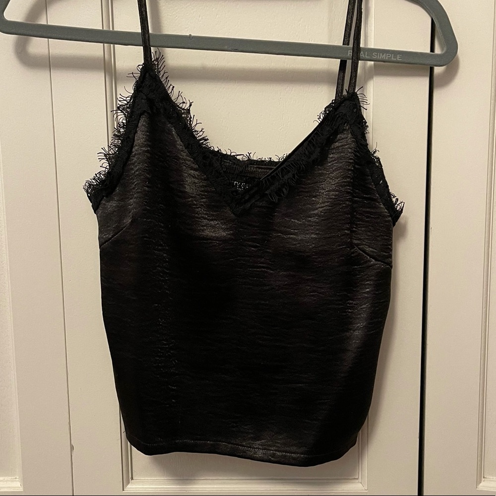 Black Satin Lace Tank Top